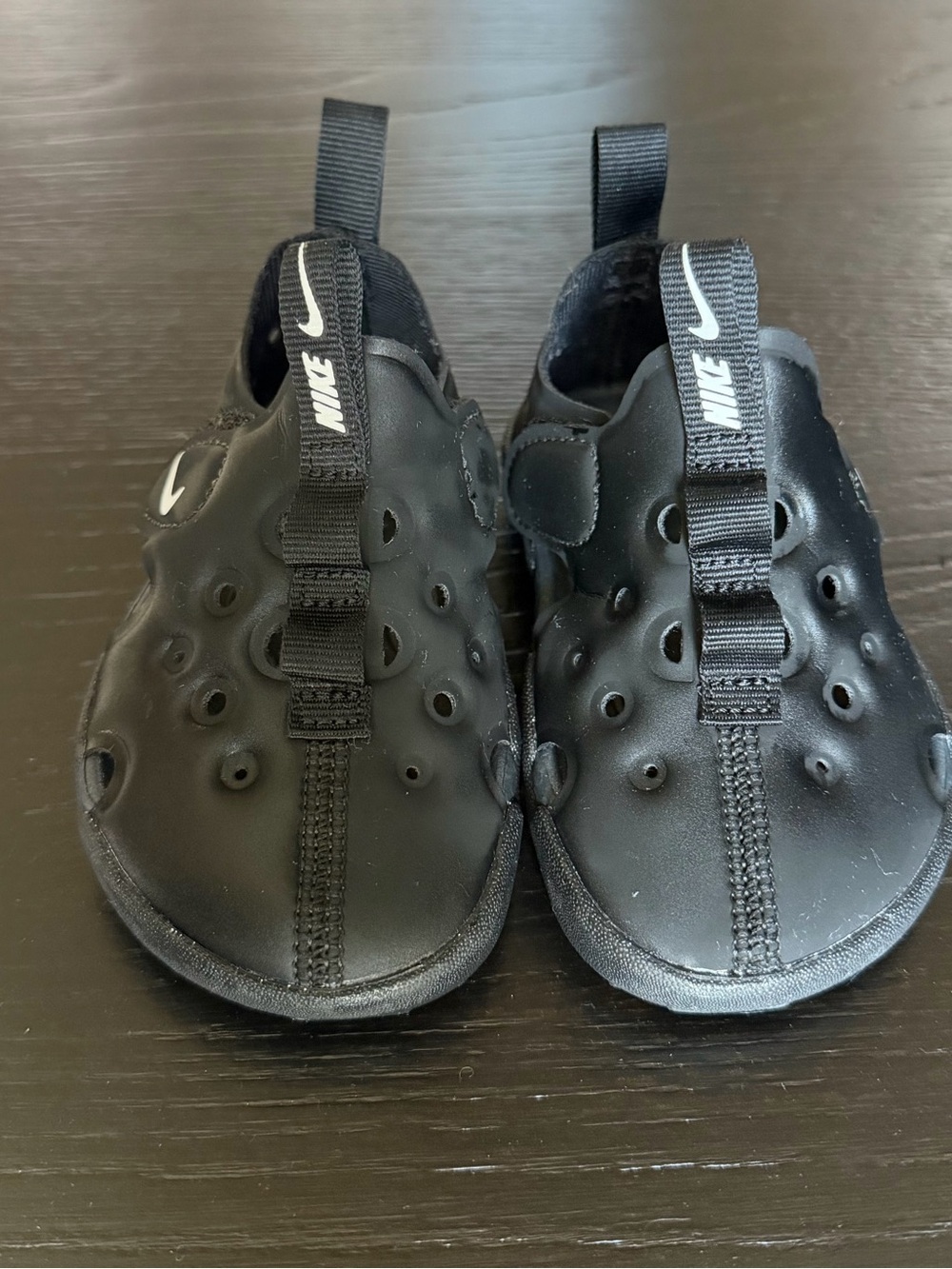 Nike Kids Black Slip-On Water Shoes with Logo Pull Tabs